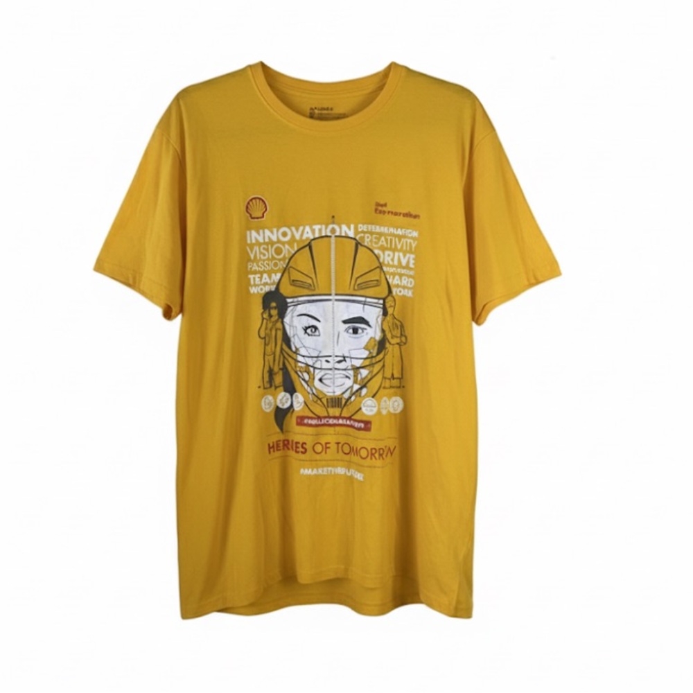 NWT• Shell Eco-Marathon "Heroes of Tomorrow" Organic Cotton T-Shirt Yellow XXL